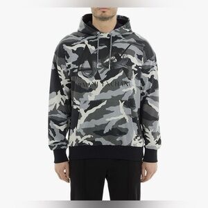 Armani Exchange Camouflage Hoodie - Black and Gray
